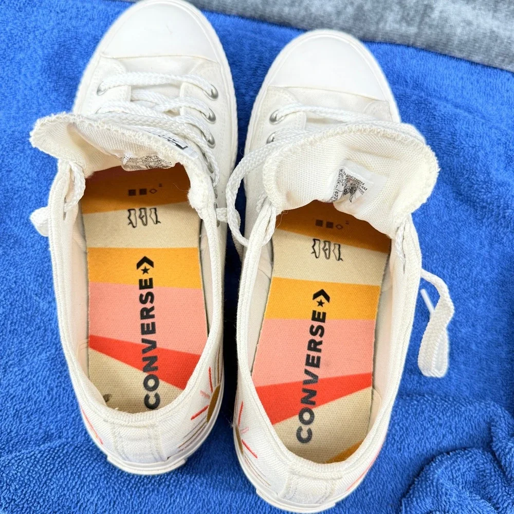 Converse Chuck Taylor All Star Lift Womens 9 Cream Sunrise Rainbow Platform - Picture 8 of 14